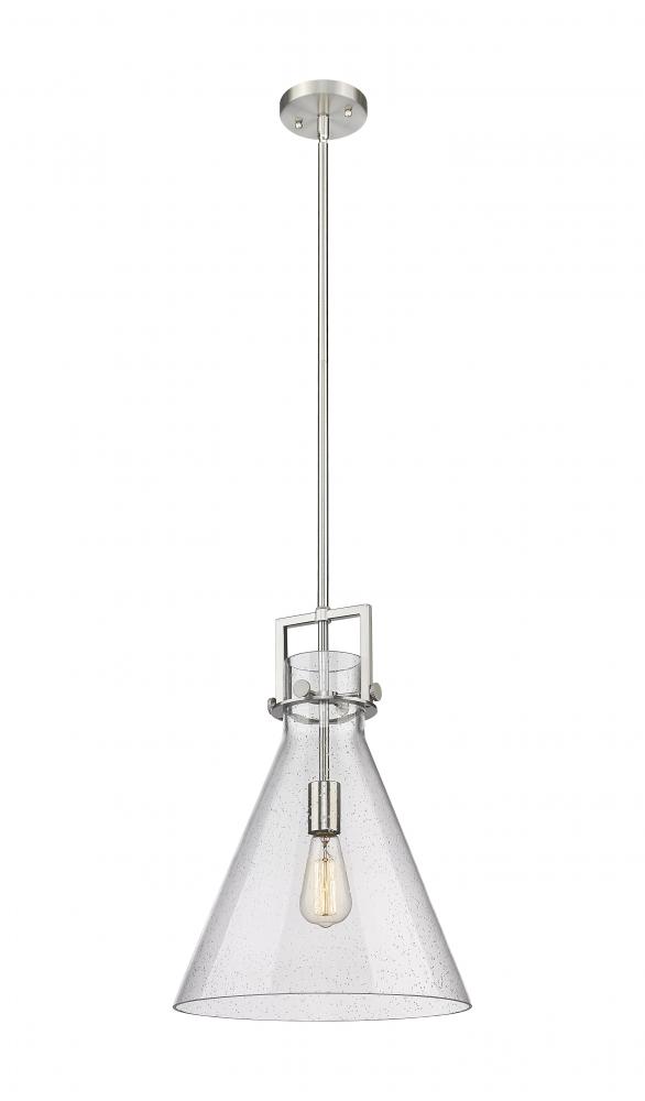 Newton Cone - 1 Light - 14 inch - Brushed Satin Nickel - Cord hung - Pendant