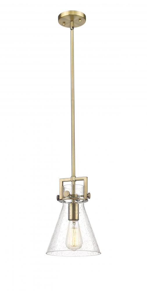 Newton Cone - 1 Light - 8 inch - Brushed Brass - Mini Pendant