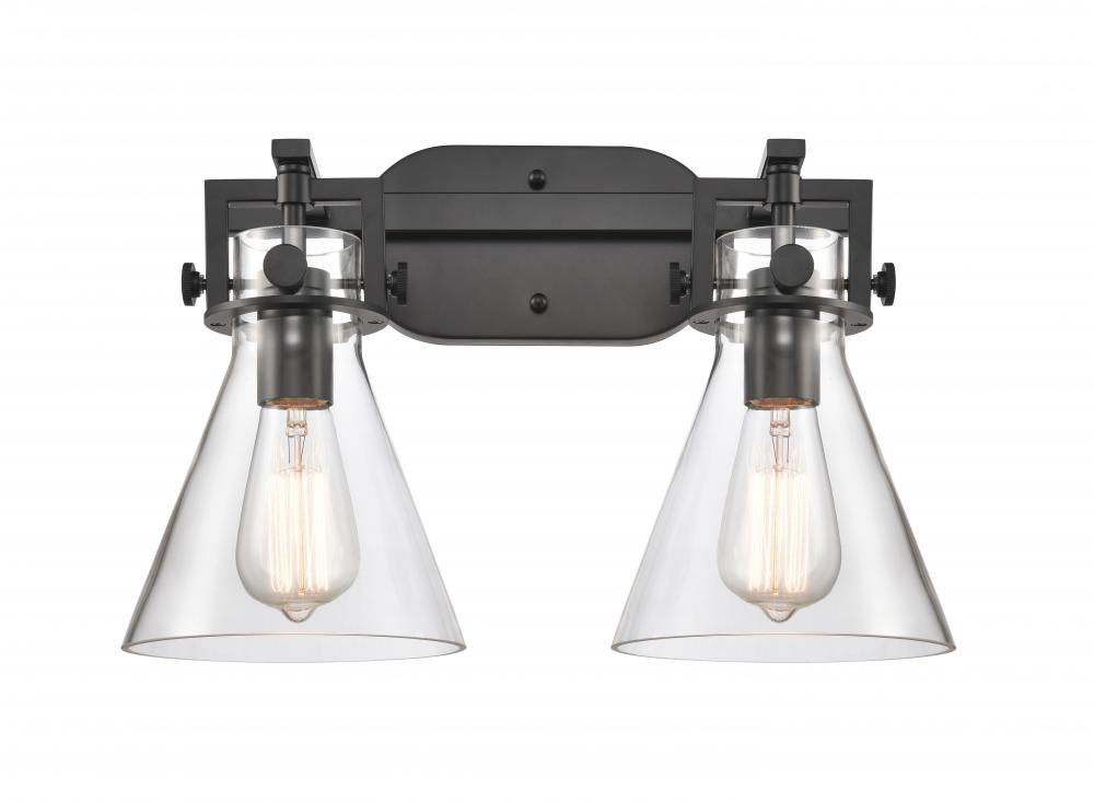 Newton Cone - 2 Light - 17 inch - Matte Black - Bath Vanity Light