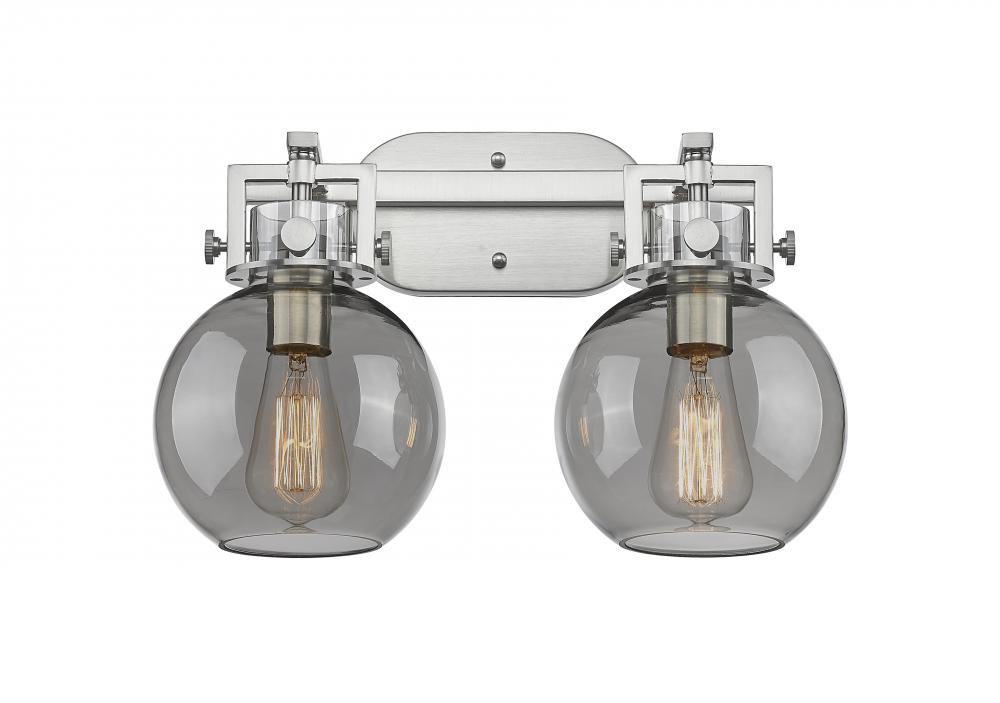 Newton Sphere - 2 Light - 17 inch - Satin Nickel - Bath Vanity Light