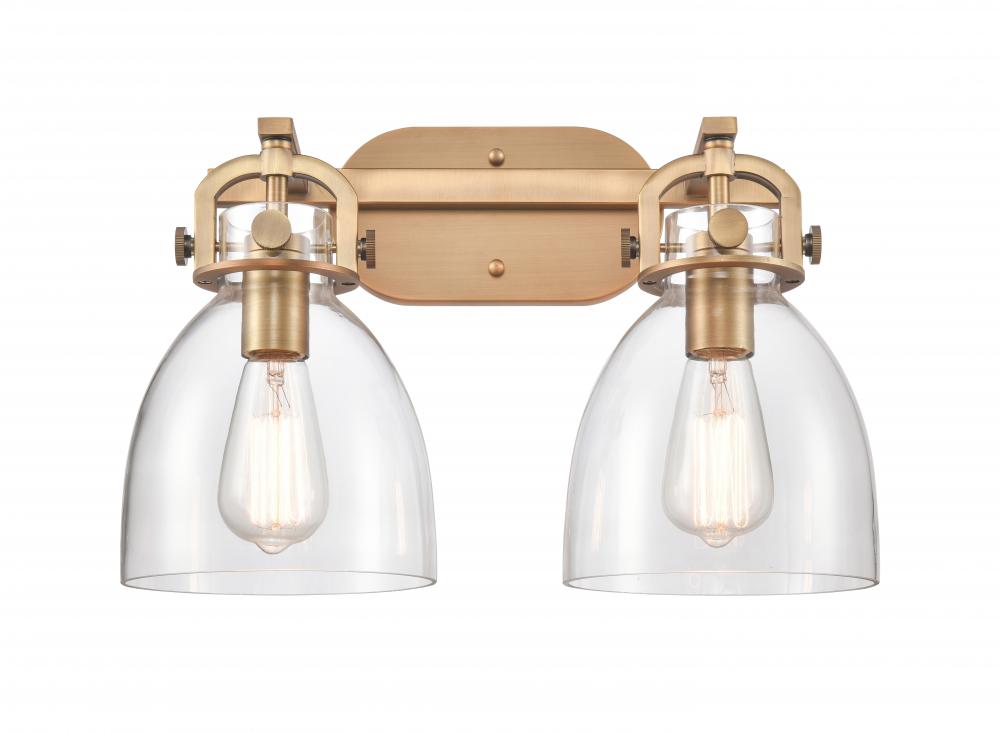 Newton Bell - 2 Light - 17 inch - Brushed Brass - Bath Vanity Light