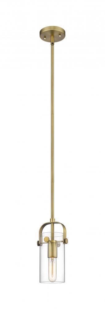 Pilaster II Cylinder - 1 Light - 7 inch Long Glass - Brushed Brass - Pendant