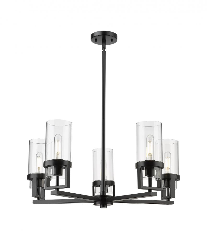 Utopia - 5 Light - 24 inch - Matte Black - Chandelier