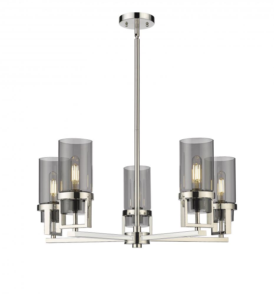 Utopia - 5 Light - 24 inch - Polished Nickel - Chandelier