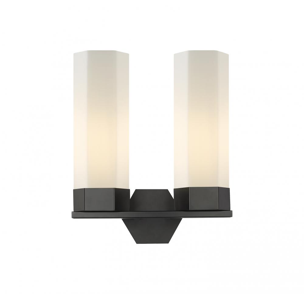 Claverack - 2 Light - 13 inch - Matte Black - Bath Vanity Light