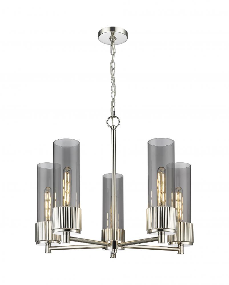 Bolivar - 5 Light - 25 inch - Polished Nickel - Chain Hung - Chandelier