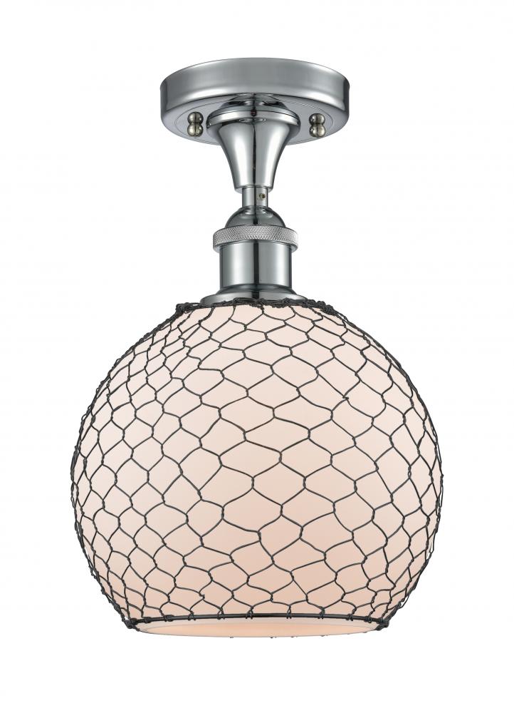 Farmhouse Chicken Wire - 1 Light - 8 inch - Polished Chrome - Semi-Flush Mount