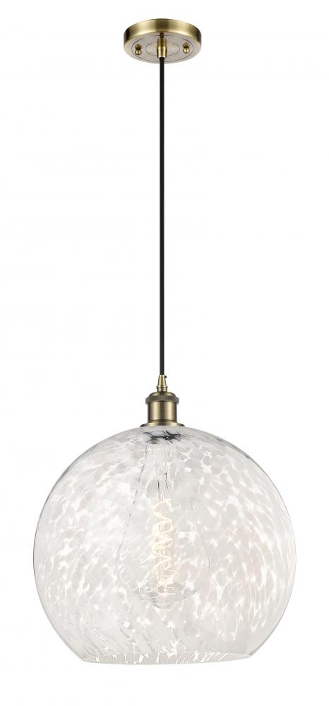 White Mouchette - 1 Light - 14 inch - Antique Brass - Cord Hung - Pendant