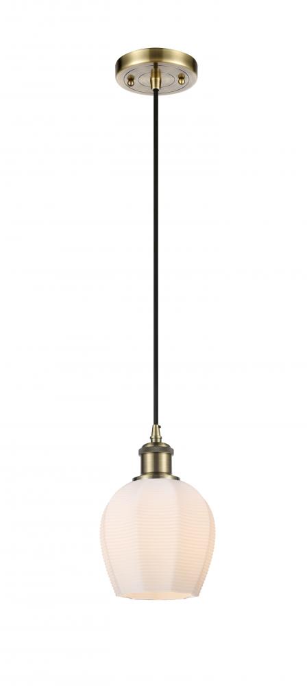 Norfolk - 1 Light - 6 inch - Antique Brass - Cord hung - Mini Pendant