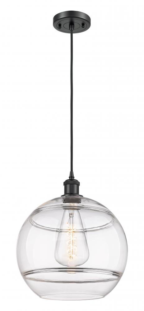 Rochester - 1 Light - 12 inch - Matte Black - Cord hung - Mini Pendant