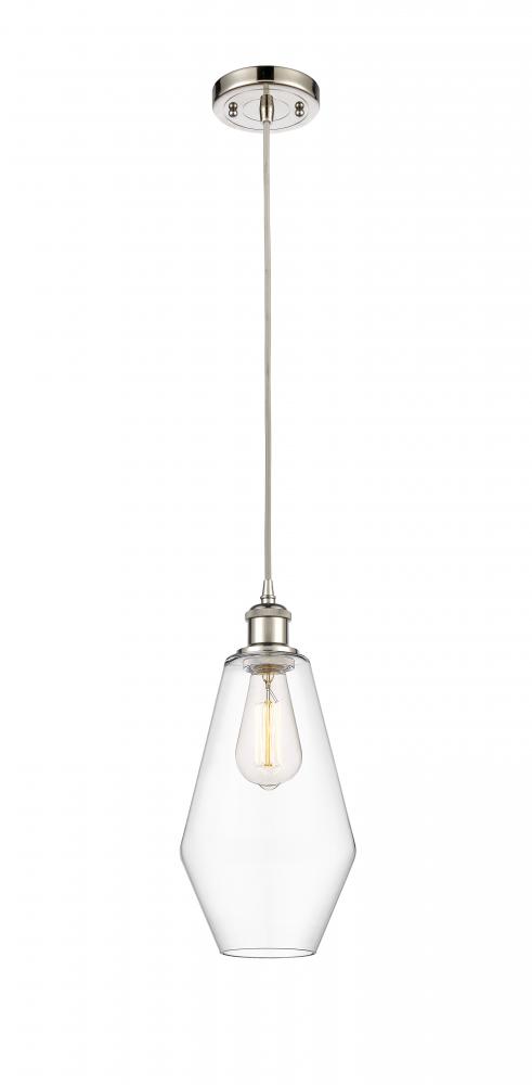 Cindyrella - 1 Light - 7 inch - Polished Nickel - Cord hung - Mini Pendant