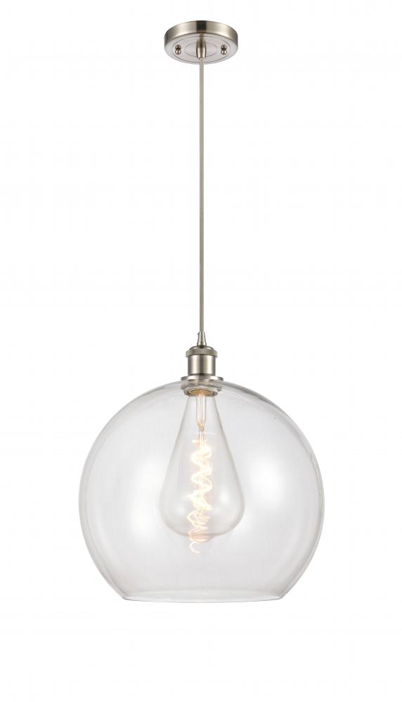 Athens - 1 Light - 14 inch - Brushed Satin Nickel - Cord hung - Pendant