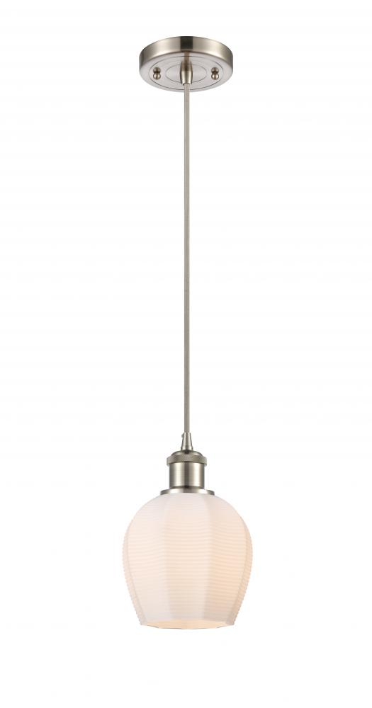 Norfolk - 1 Light - 6 inch - Brushed Satin Nickel - Cord hung - Mini Pendant