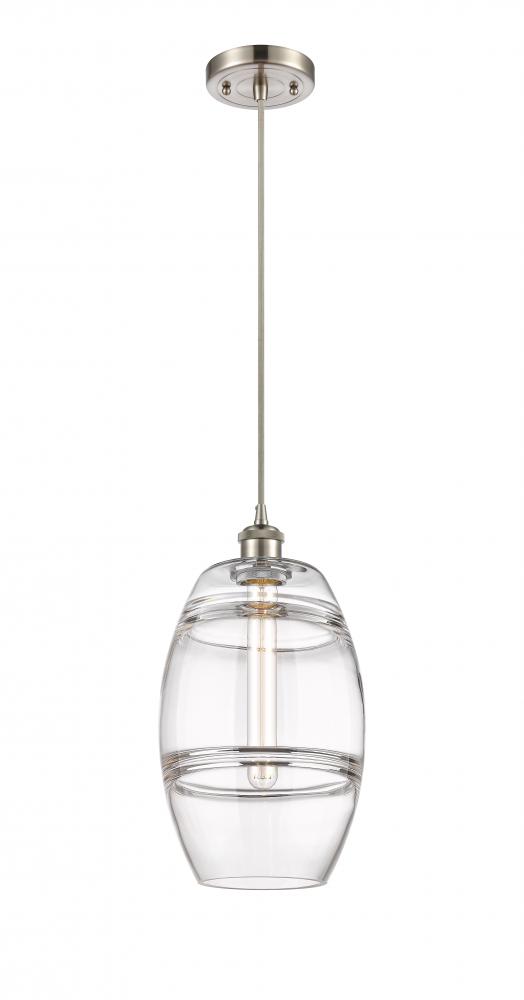 Vaz - 1 Light - 8 inch - Brushed Satin Nickel - Cord hung - Mini Pendant