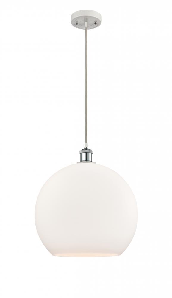 Athens - 1 Light - 14 inch - White Polished Chrome - Cord hung - Pendant