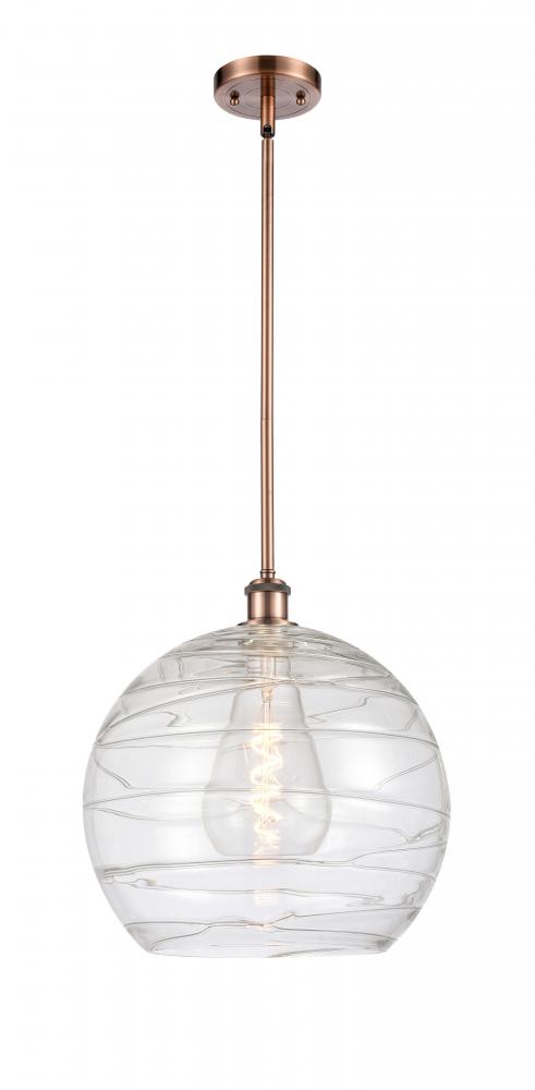 Athens Deco Swirl - 1 Light - 14 inch - Antique Copper - Pendant