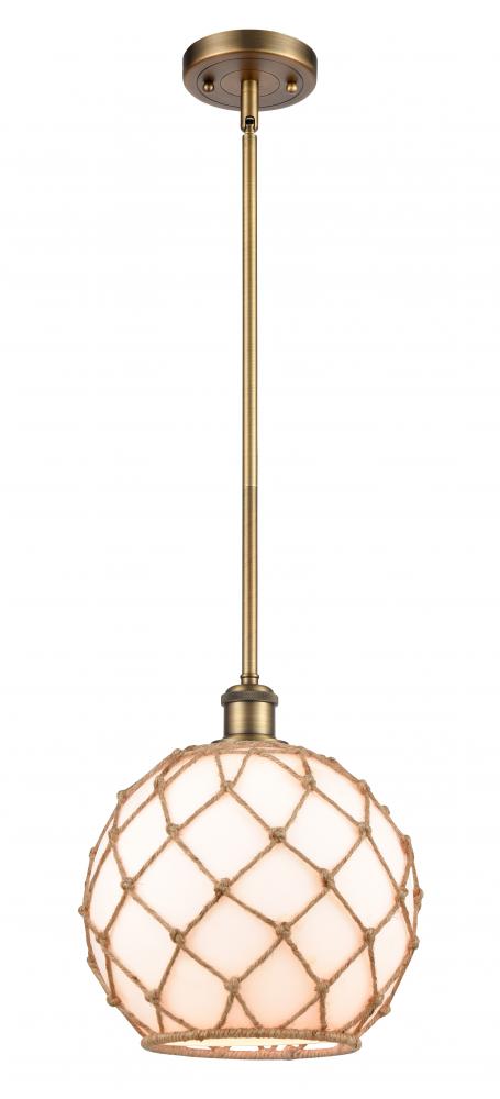 Farmhouse Rope - 1 Light - 10 inch - Brushed Brass - Mini Pendant