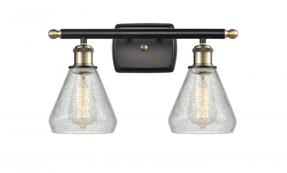 Conesus - 2 Light - 16 inch - Black Antique Brass - Bath Vanity Light