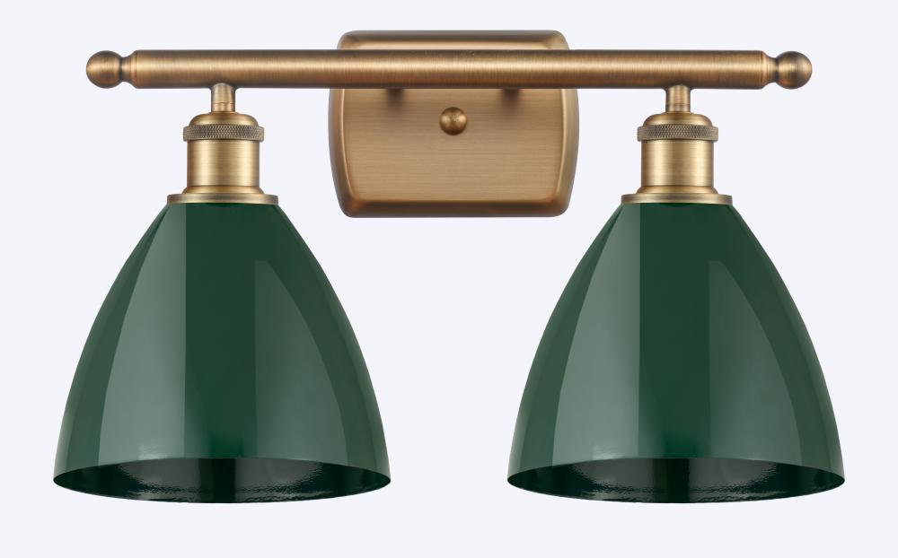 Plymouth - 2 Light - 18 inch - Brushed Brass - Bath Vanity Light