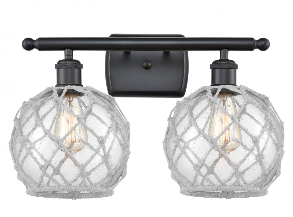 Farmhouse Rope - 2 Light - 18 inch - Matte Black - Bath Vanity Light