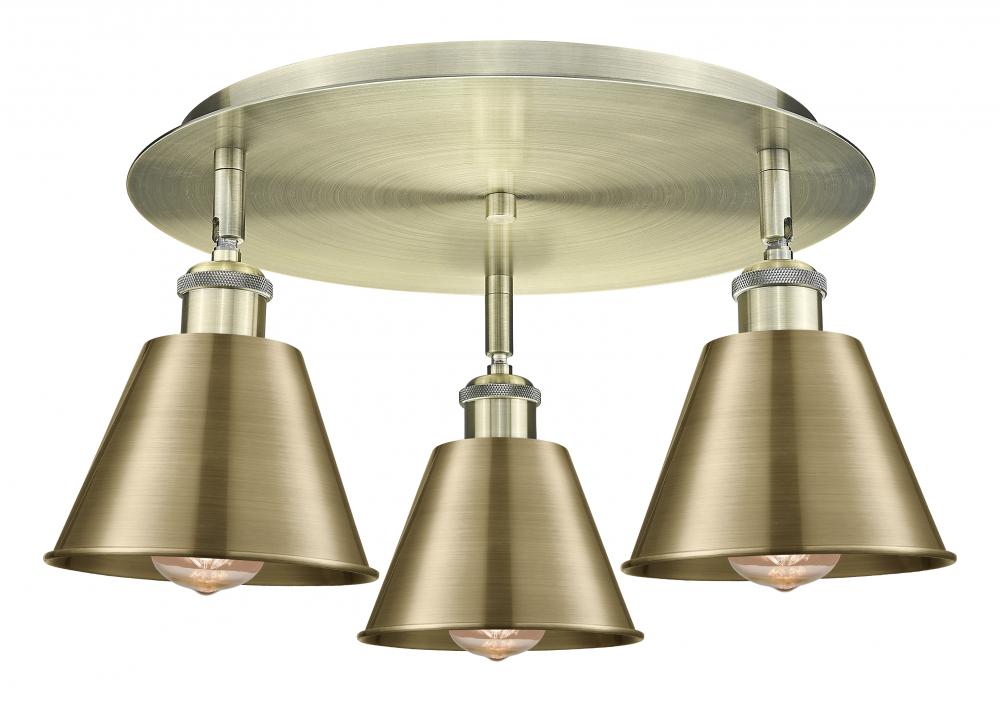 Ballston - 3 Light - 18 inch - Antique Brass - Flush Mount