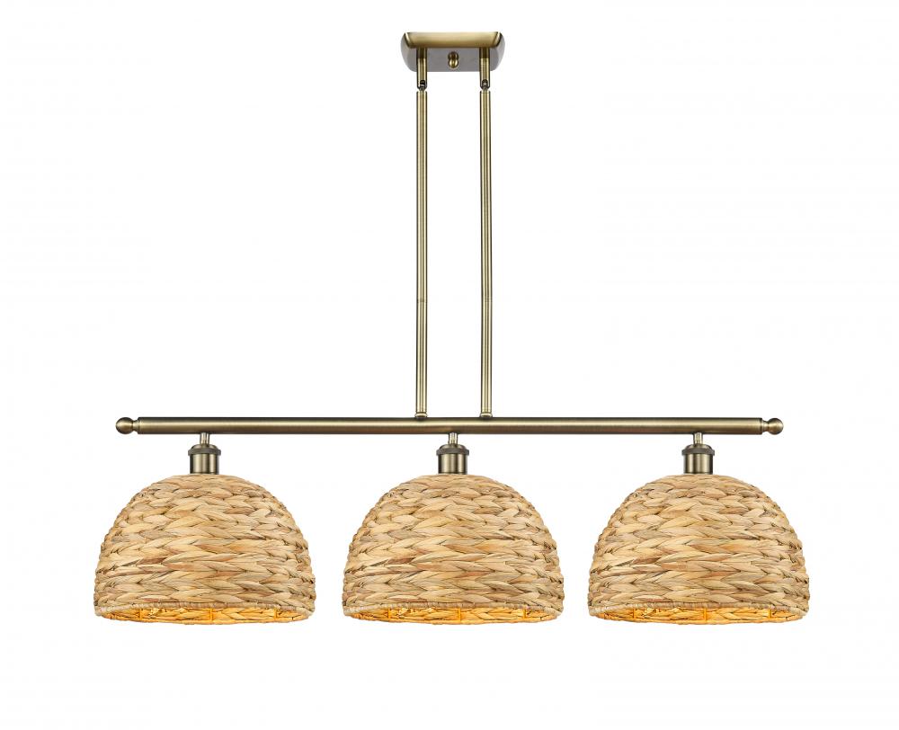 Woven Rattan - 3 Light - 39 inch - Antique Brass - Multi Pendant