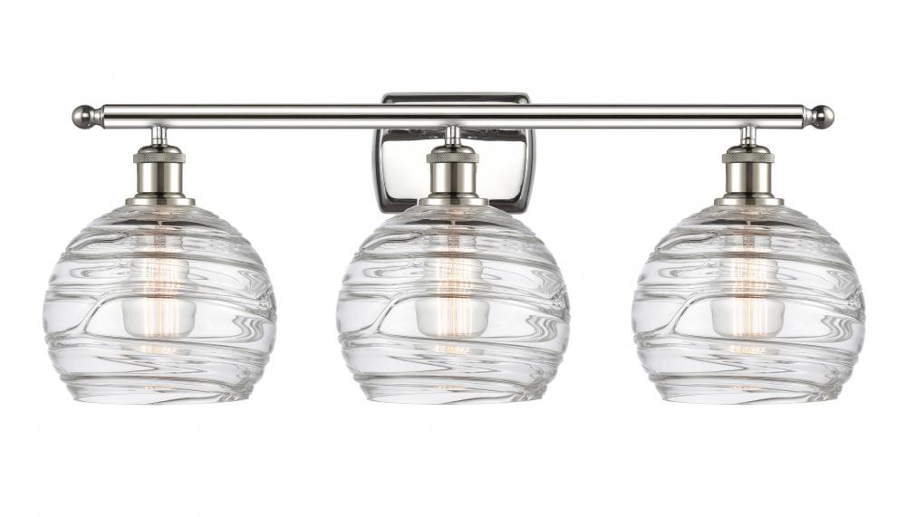 Athens Deco Swirl - 3 Light - 28 inch - Polished Nickel - Bath Vanity Light