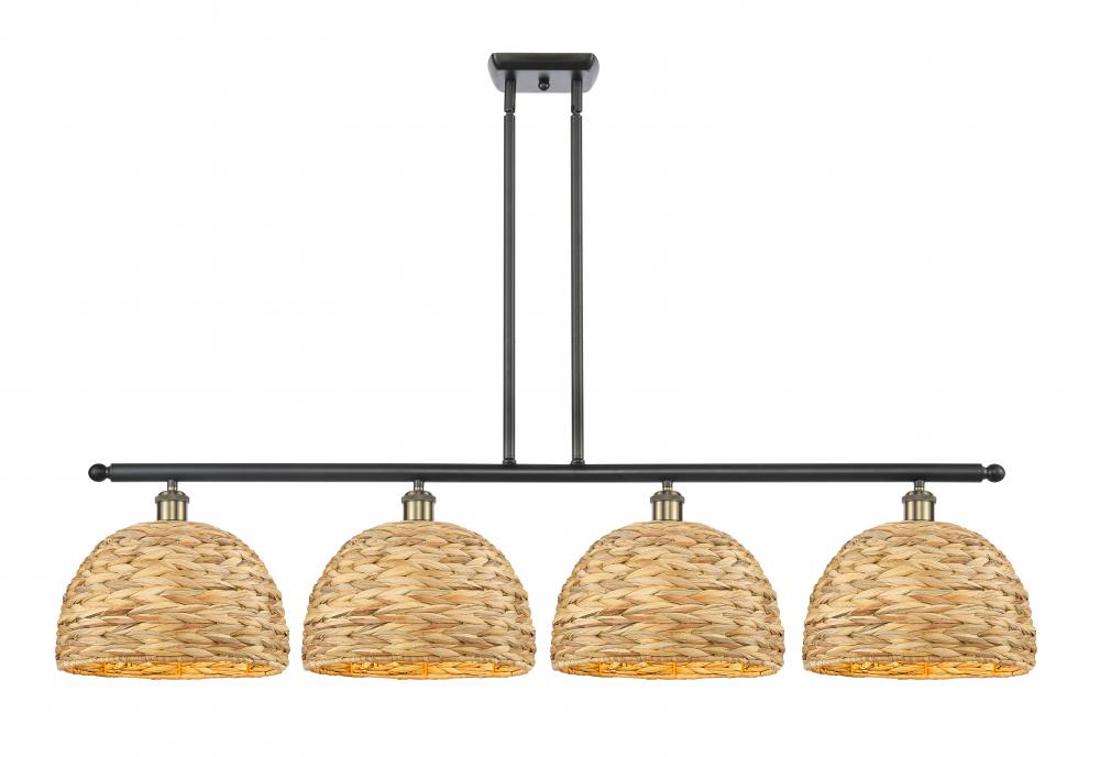 Woven Rattan - 4 Light - 50 inch - Black Antique Brass - Multi Pendant