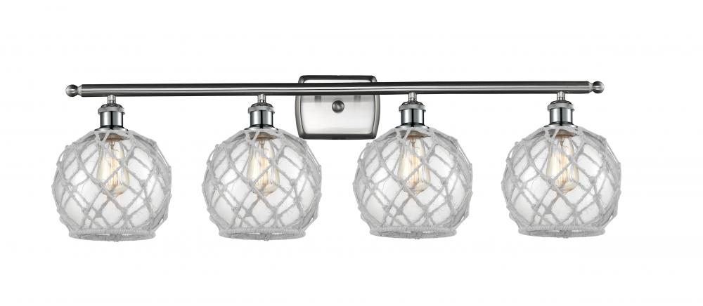 Farmhouse Rope - 4 Light - 38 inch - Brushed Satin Nickel - Bath Vanity Light