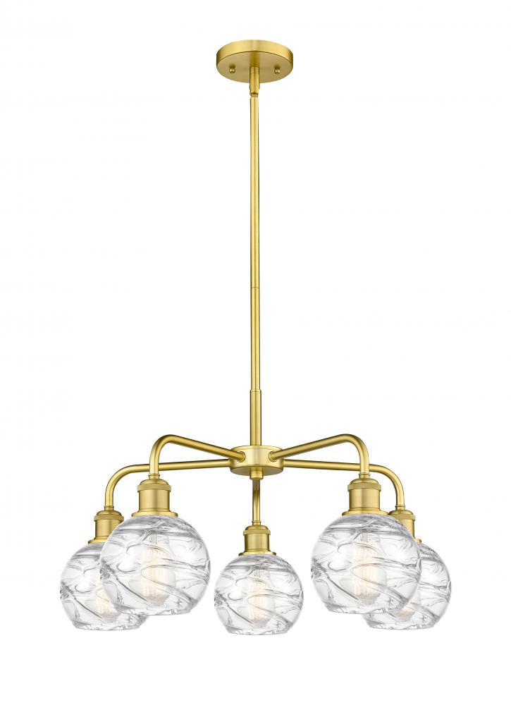 Athens Deco Swirl - 5 Light - 24 inch - Satin Gold - Chandelier