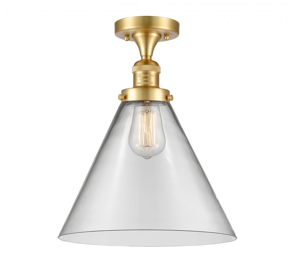 Cone - 1 Light - 12 inch - Satin Gold - Semi-Flush Mount