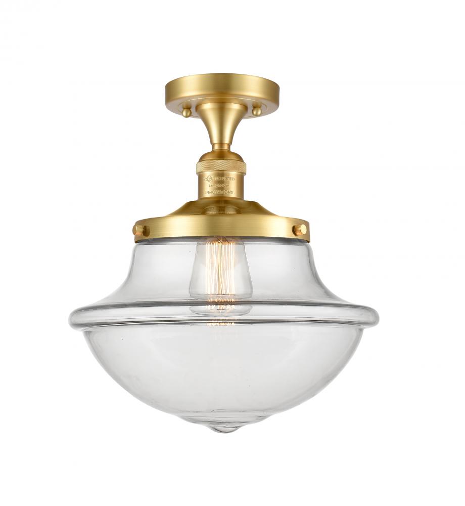 Oxford - 1 Light - 12 inch - Satin Gold - Semi-Flush Mount