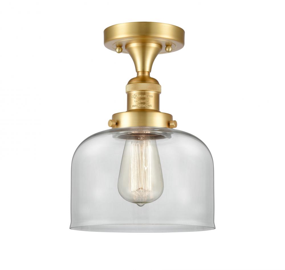 Bell - 1 Light - 8 inch - Satin Gold - Semi-Flush Mount