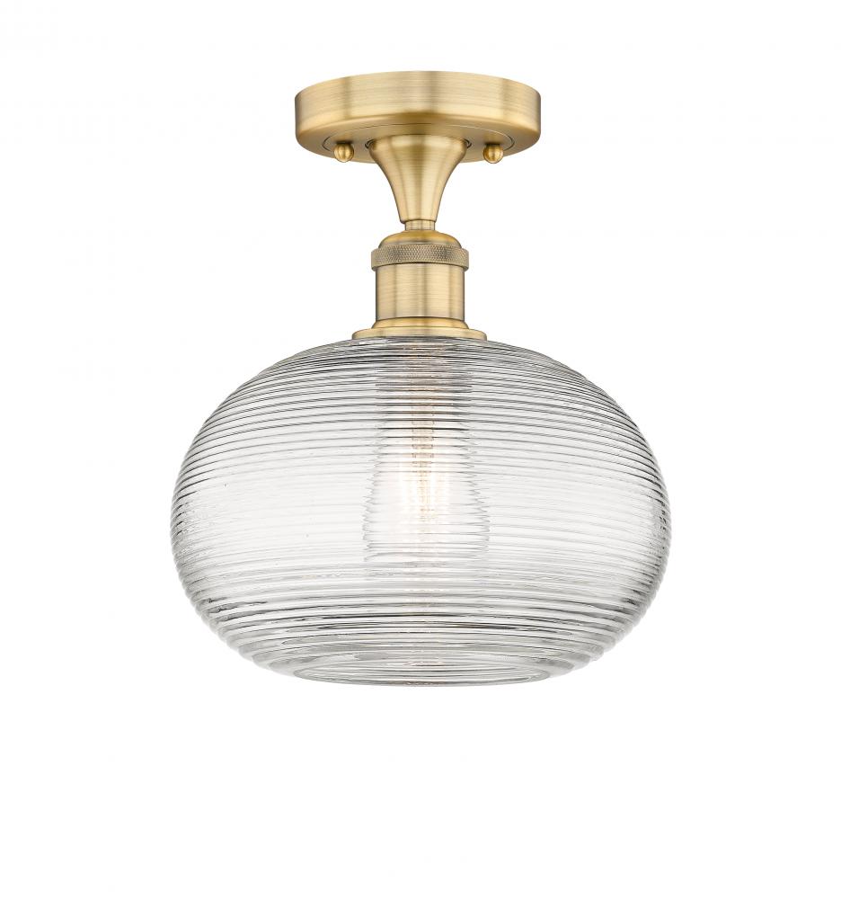 Ithaca - 1 Light - 10 inch - Brushed Brass - Semi-Flush Mount