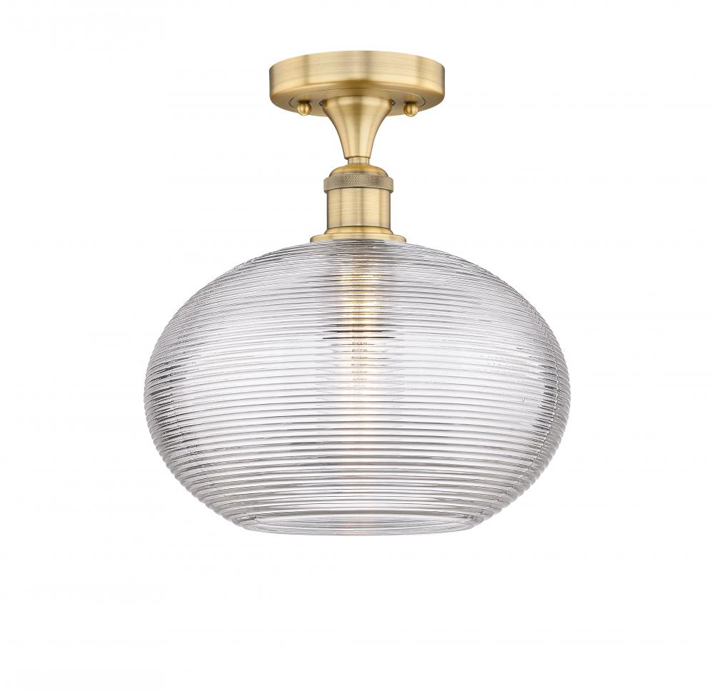 Ithaca - 1 Light - 12 inch - Brushed Brass - Semi-Flush Mount