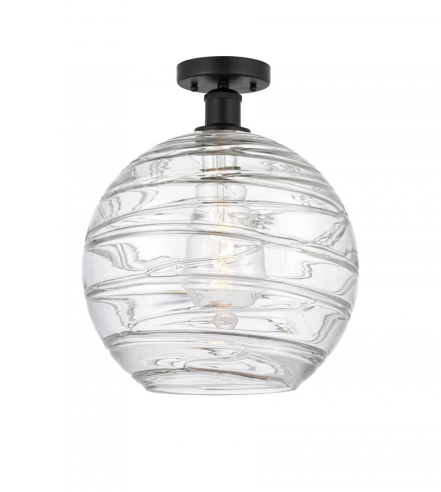 Athens Deco Swirl - 1 Light - 12 inch - Matte Black - Semi-Flush Mount