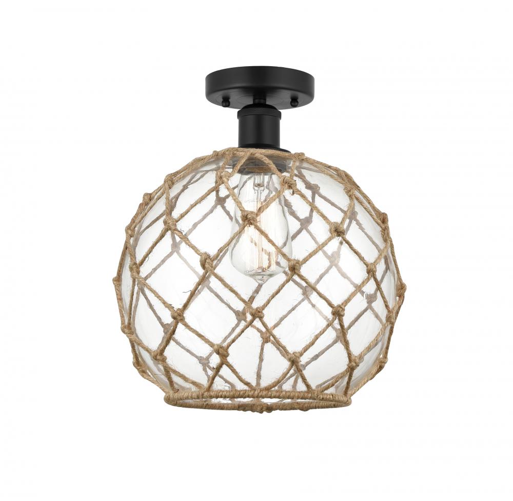 Farmhouse Rope - 1 Light - 10 inch - Matte Black - Semi-Flush Mount