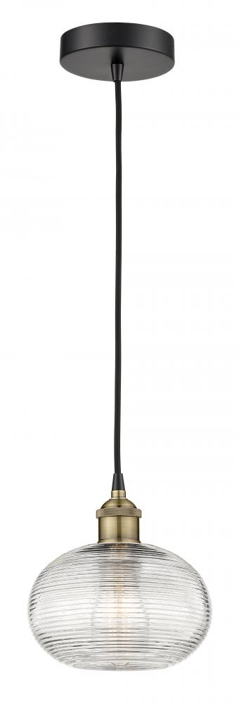 Ithaca - 1 Light - 8 inch - Black Antique Brass - Cord hung - Mini Pendant