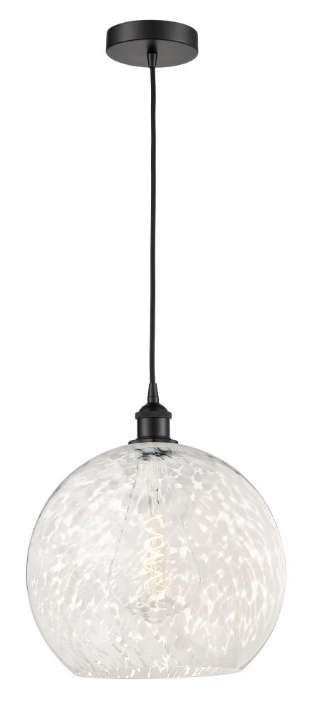 White Mouchette - 1 Light - 14 inch - Matte Black - Cord Hung - Pendant