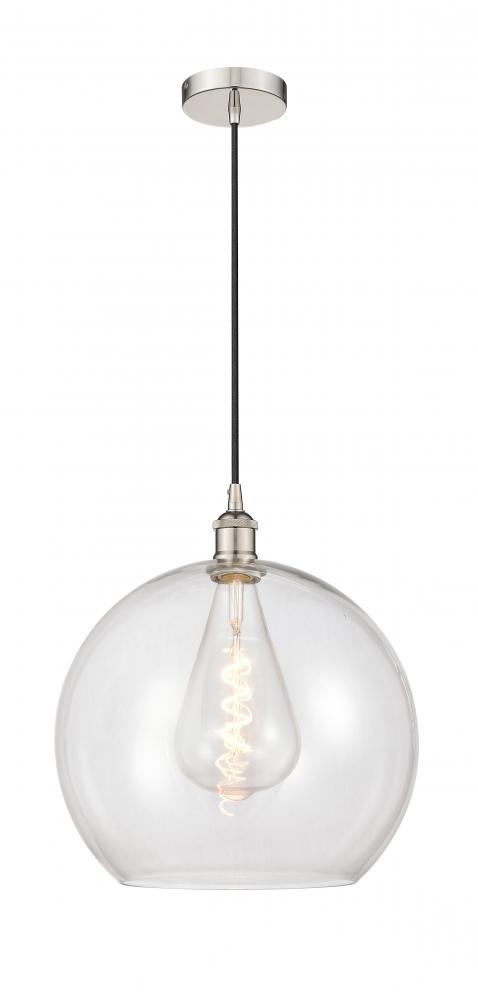 Athens - 1 Light - 14 inch - Polished Nickel - Cord hung - Pendant