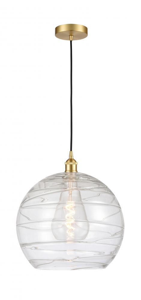 Athens Deco Swirl - 1 Light - 14 inch - Satin Gold - Cord hung - Pendant