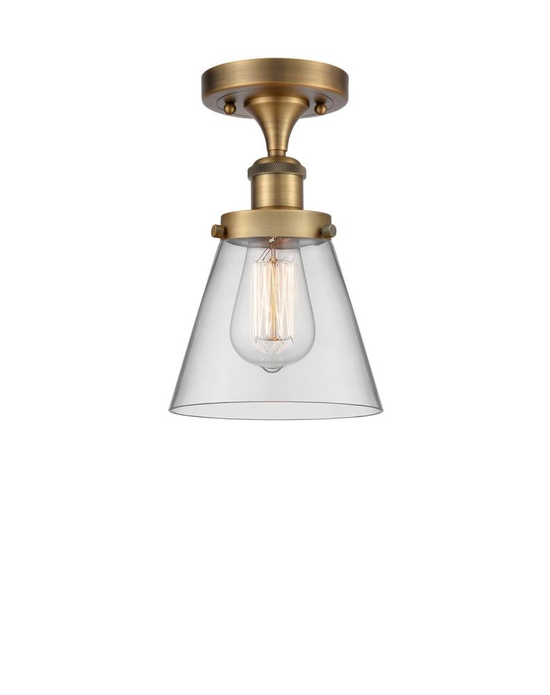 Cone - 1 Light - 6 inch - Brushed Brass - Semi-Flush Mount