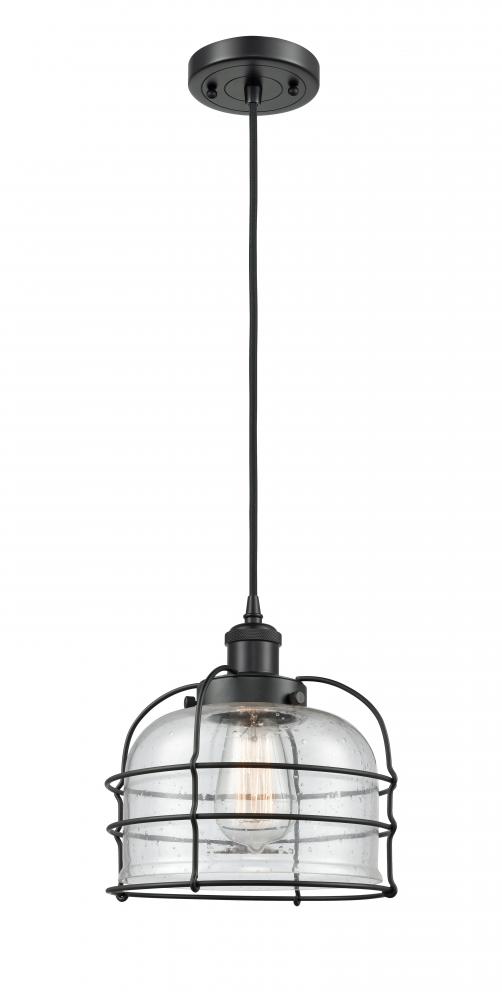 Bell Cage - 1 Light - 8 inch - Matte Black - Cord hung - Mini Pendant