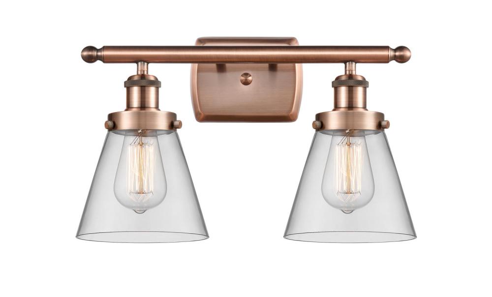 Cone - 2 Light - 16 inch - Antique Copper - Bath Vanity Light