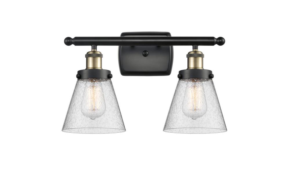 Cone - 2 Light - 16 inch - Black Antique Brass - Bath Vanity Light