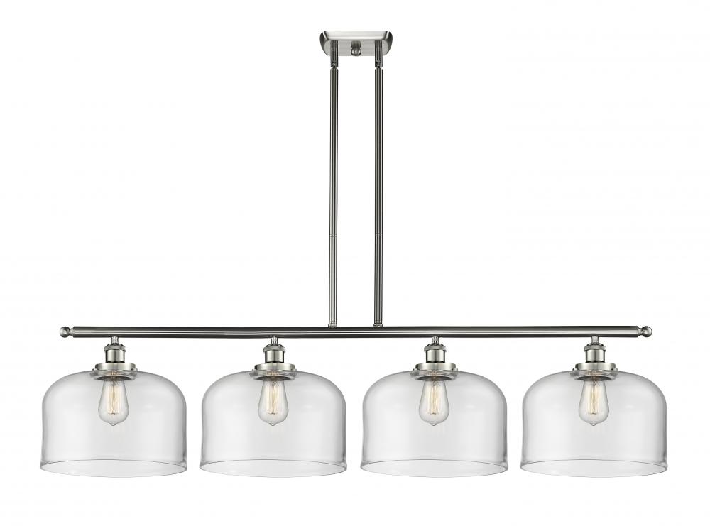 Bell - 4 Light - 48 inch - Brushed Satin Nickel - Stem Hung - Island Light