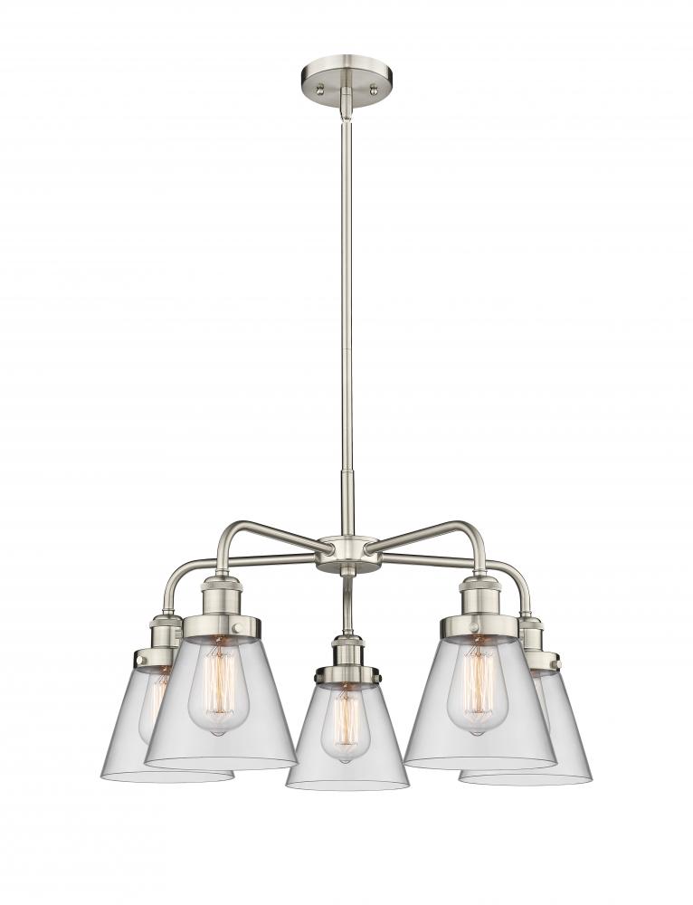 Cone - 5 Light - 25 inch - Satin Nickel - Chandelier