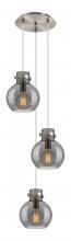  113-410-1PS-SN-G410-8SM - Newton Sphere - 3 Light - 16 inch - Brushed Satin Nickel - Cord hung - Multi Pendant