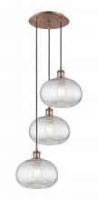 Innovations Lighting 113B-3P-AC-G555-10CL - Ithaca - 3 Light - 17 inch - Antique Copper - Cord hung - Multi Pendant