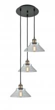 Innovations Lighting 113B-3P-BAB-G132 - Orwell - 3 Light - 15 inch - Black Antique Brass - Cord Hung - Multi Pendant